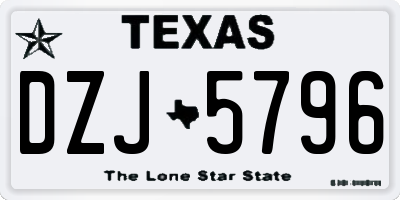 TX license plate DZJ5796