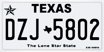 TX license plate DZJ5802