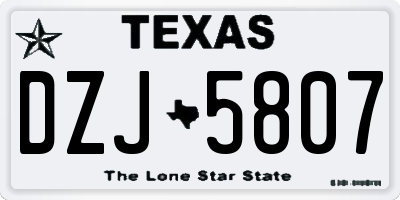 TX license plate DZJ5807