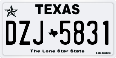 TX license plate DZJ5831