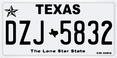 TX license plate DZJ5832
