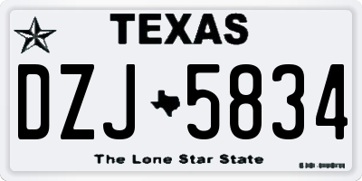 TX license plate DZJ5834
