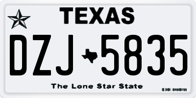 TX license plate DZJ5835