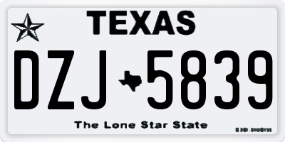 TX license plate DZJ5839
