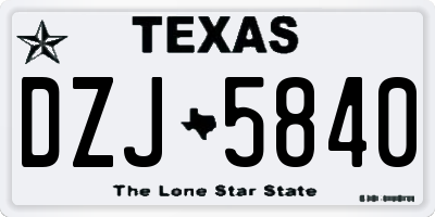 TX license plate DZJ5840