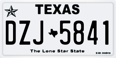 TX license plate DZJ5841