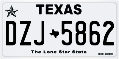 TX license plate DZJ5862