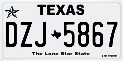 TX license plate DZJ5867