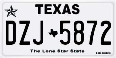 TX license plate DZJ5872