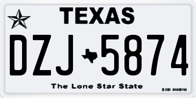 TX license plate DZJ5874