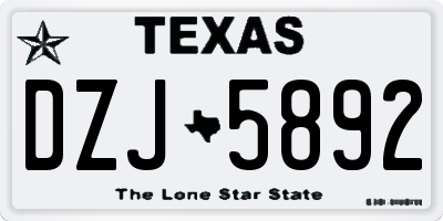 TX license plate DZJ5892