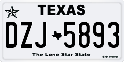 TX license plate DZJ5893