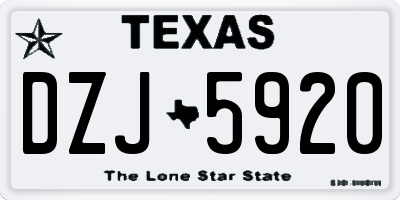 TX license plate DZJ5920
