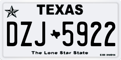 TX license plate DZJ5922