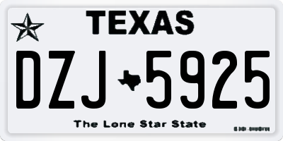 TX license plate DZJ5925