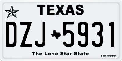 TX license plate DZJ5931