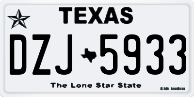 TX license plate DZJ5933