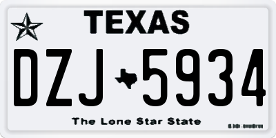 TX license plate DZJ5934