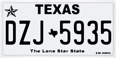 TX license plate DZJ5935