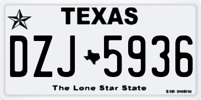 TX license plate DZJ5936