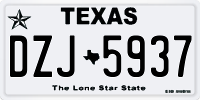 TX license plate DZJ5937