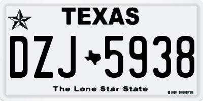 TX license plate DZJ5938