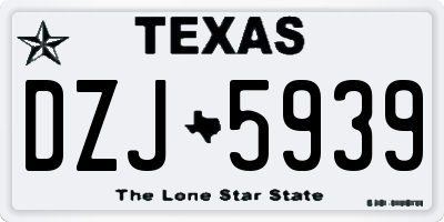 TX license plate DZJ5939
