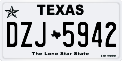 TX license plate DZJ5942