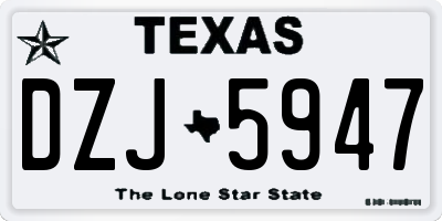 TX license plate DZJ5947