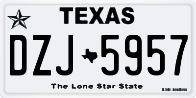 TX license plate DZJ5957