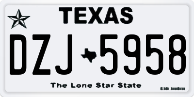 TX license plate DZJ5958