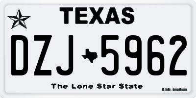 TX license plate DZJ5962