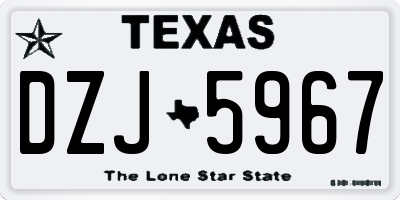 TX license plate DZJ5967
