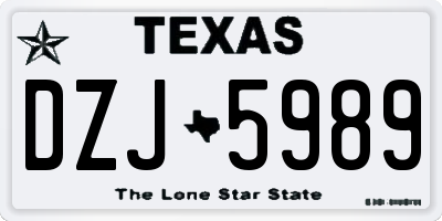 TX license plate DZJ5989