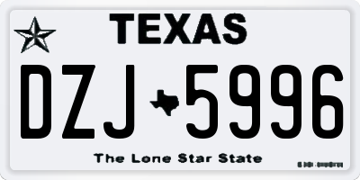 TX license plate DZJ5996