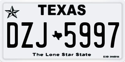 TX license plate DZJ5997