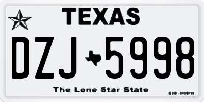 TX license plate DZJ5998