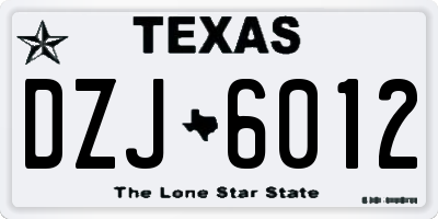TX license plate DZJ6012