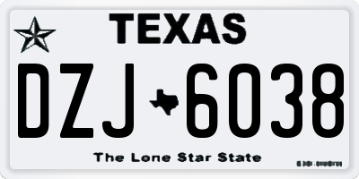 TX license plate DZJ6038