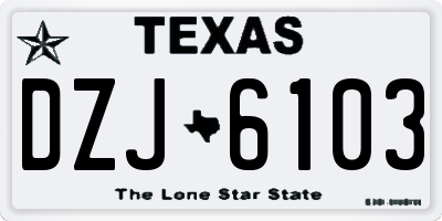 TX license plate DZJ6103