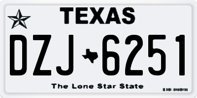 TX license plate DZJ6251