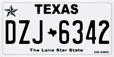 TX license plate DZJ6342