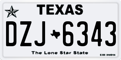 TX license plate DZJ6343