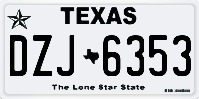 TX license plate DZJ6353