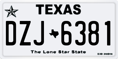 TX license plate DZJ6381