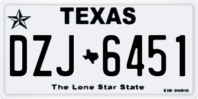 TX license plate DZJ6451