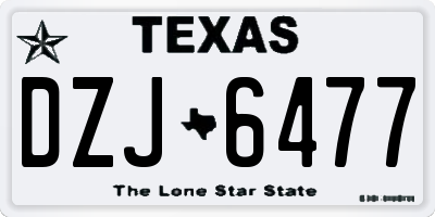 TX license plate DZJ6477