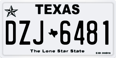 TX license plate DZJ6481