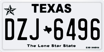 TX license plate DZJ6496