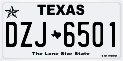 TX license plate DZJ6501